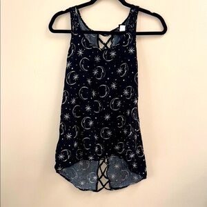 HOT TOPIC Black Starry Night Women's Tank Top with open back detail